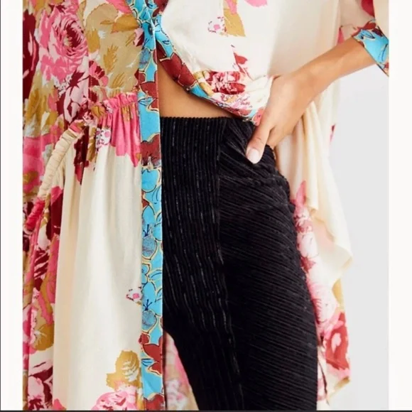 Free People Brunch A Bunch Boho Tunic Shirt in Light Combo Oversized Size Small - Picture 4 of 8